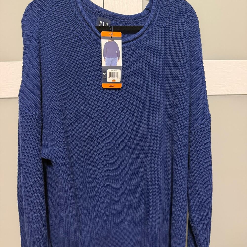 GAP Women’s XXL Cobalt Blue Crew Neck Textured Sweater New With Tags